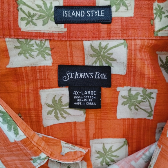 ST. John's Bay Size 4XL Island Bay Hawaiian Style Short Sleeve Shirt - Picture 4 of 6